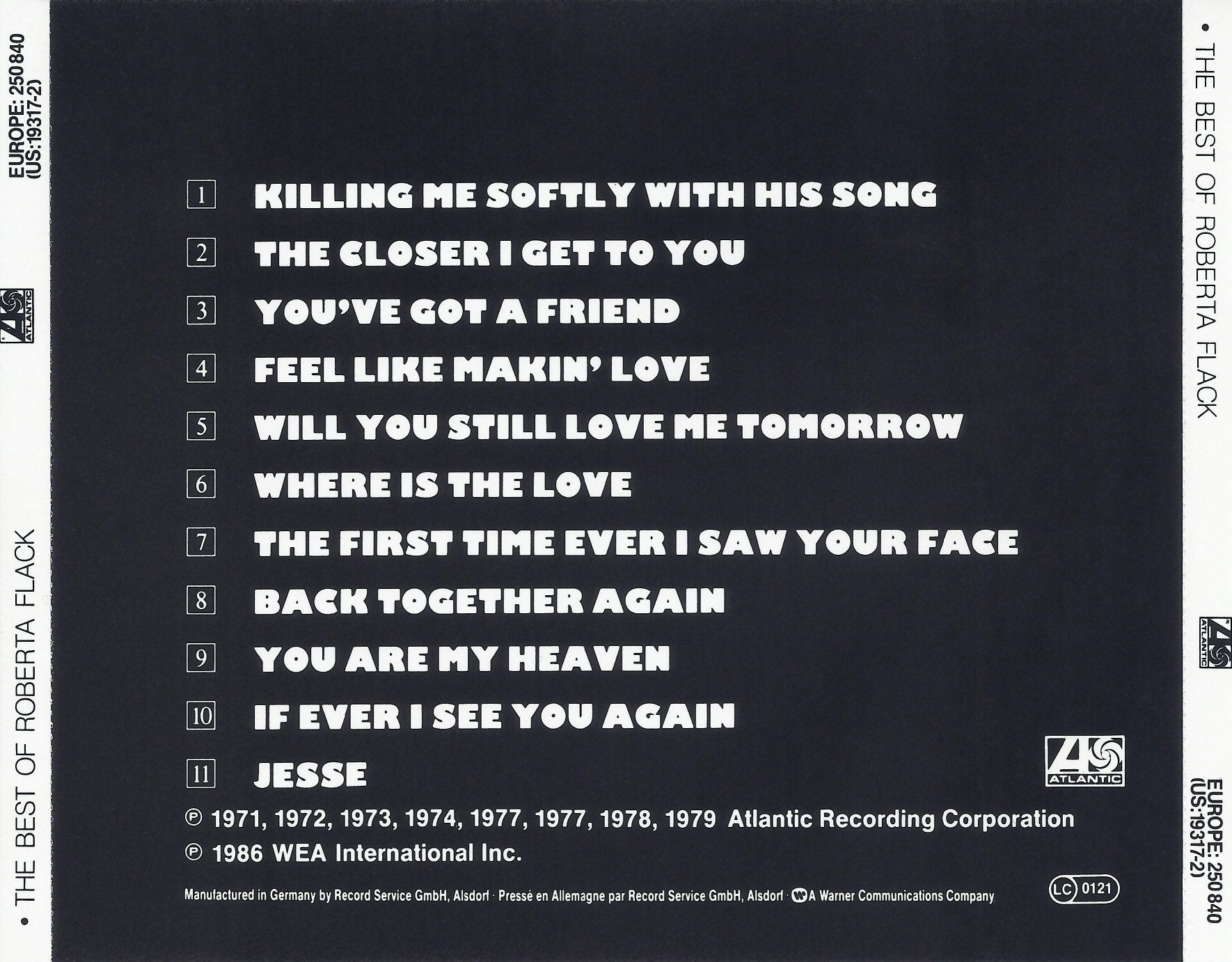 Back Cover 2: Roberta Flack – Best of Roberta Flack CD | Relix