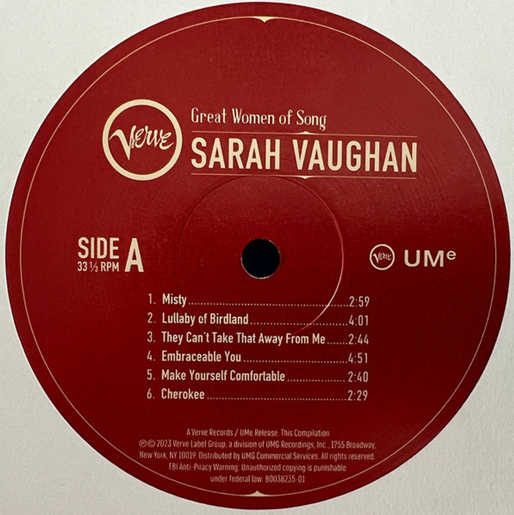 Back Cover 2: Sarah Vaughan – Great Women Of Song: Sarah Vaughan Vinyl LP | Relix