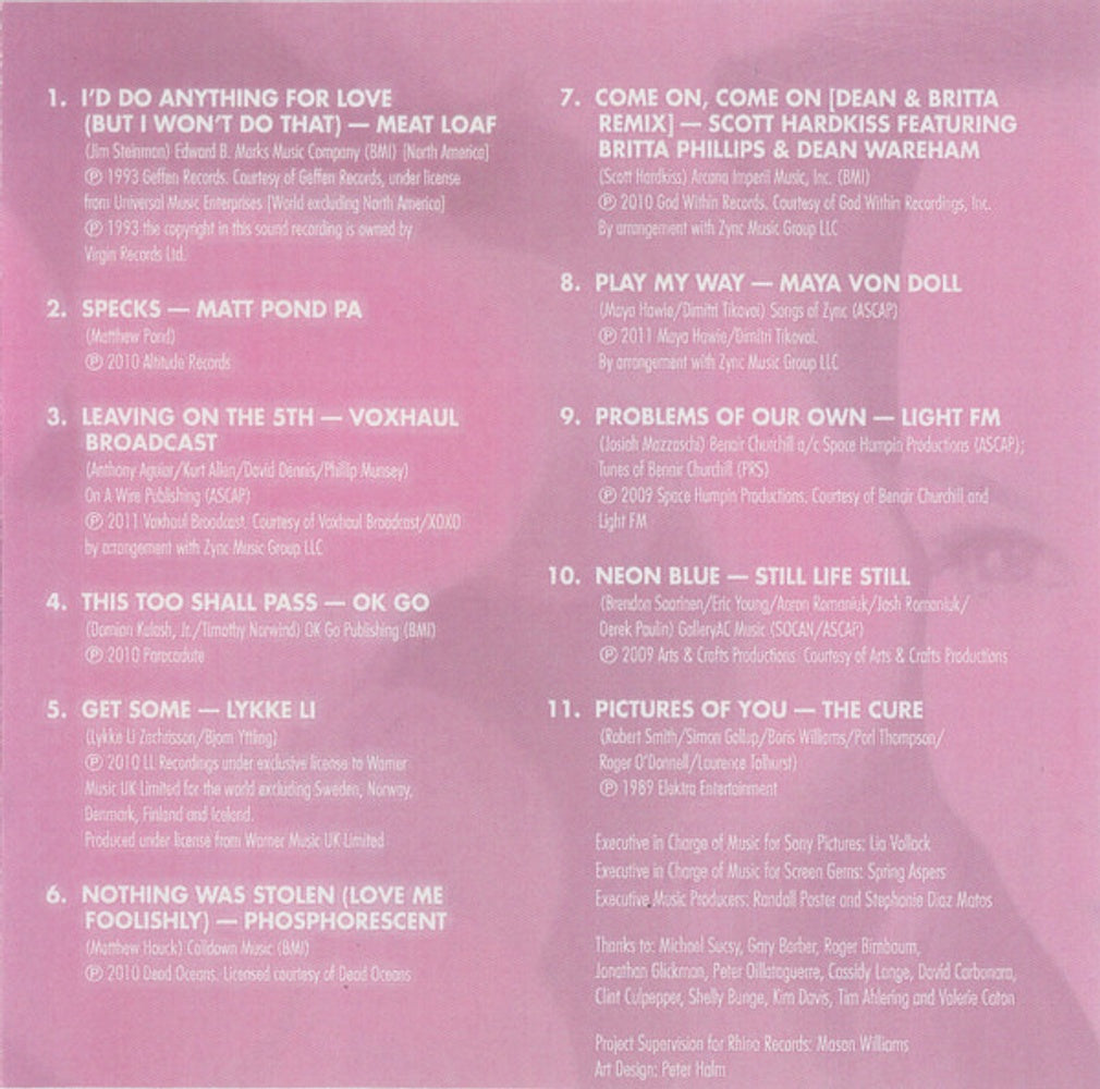 Back Cover 2: Vow Music From The Motion Picture/Various – The Vow: Music From The Motion Picture CD | Relix