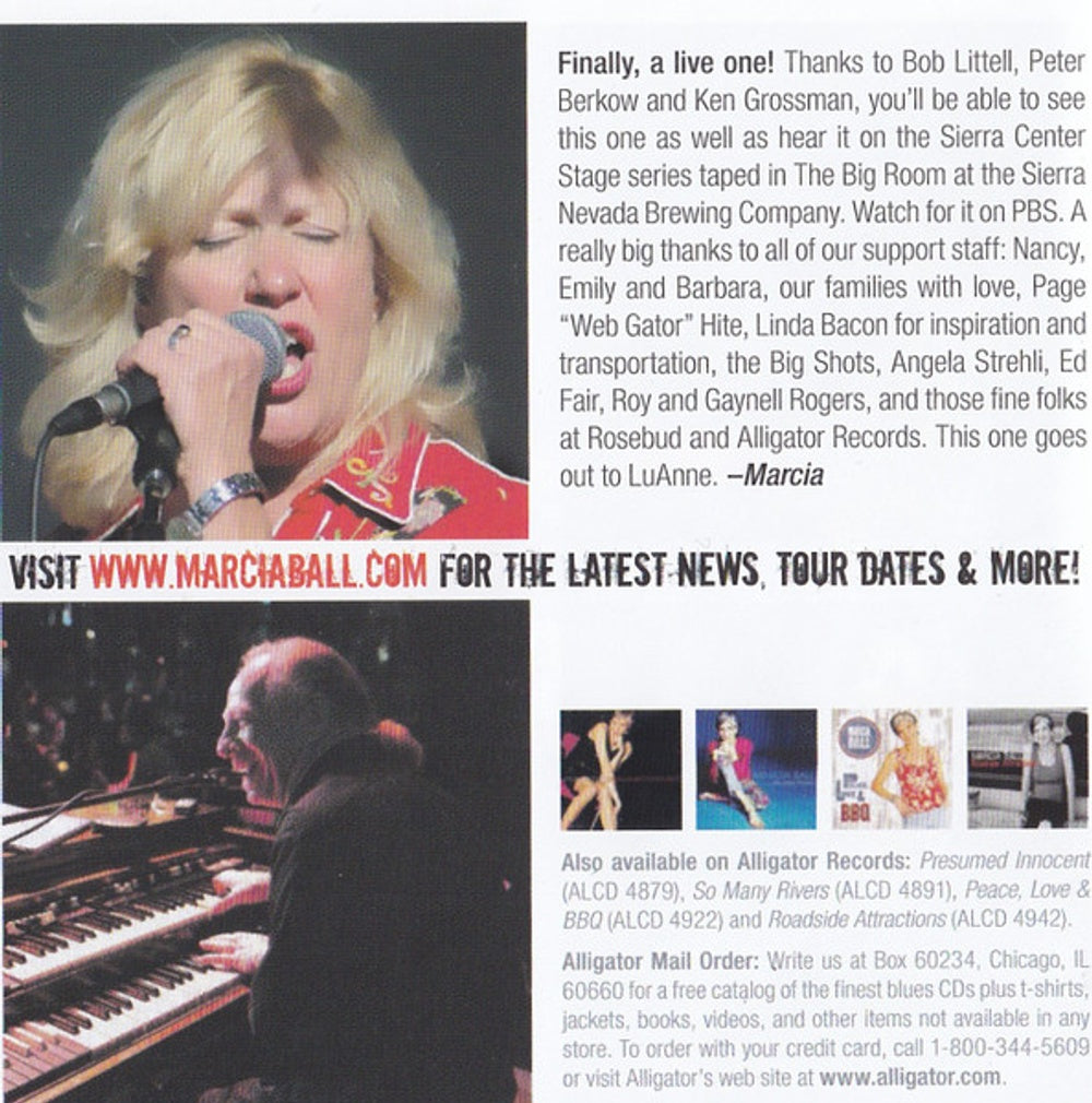 Back Cover 3: Marcia Ball – Marcia Ball Live: Down the Road CD | Relix