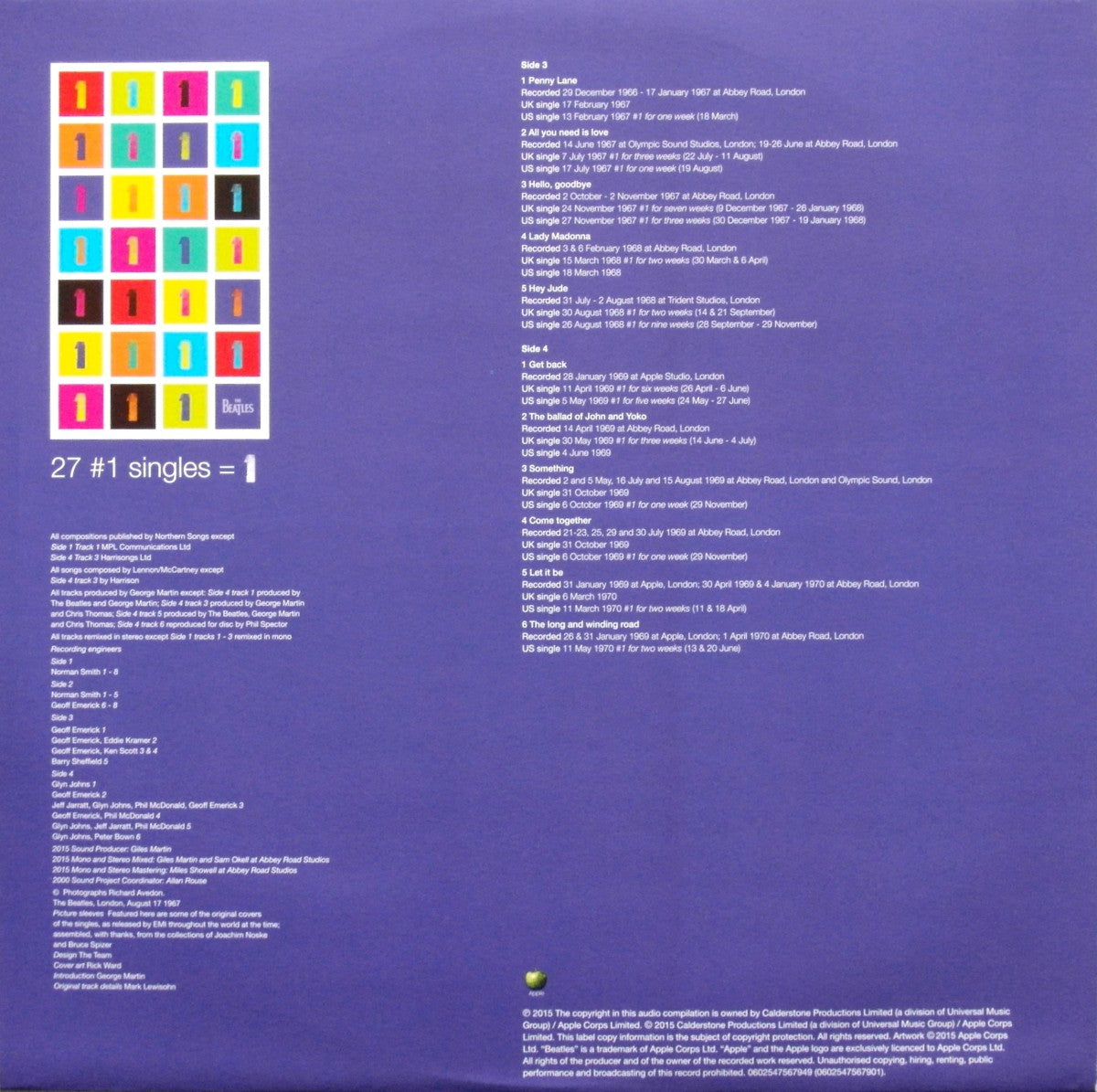 Back Cover 3: The Beatles – 1 (2 LP Remixed/Remastered) Vinyl LP | Relix