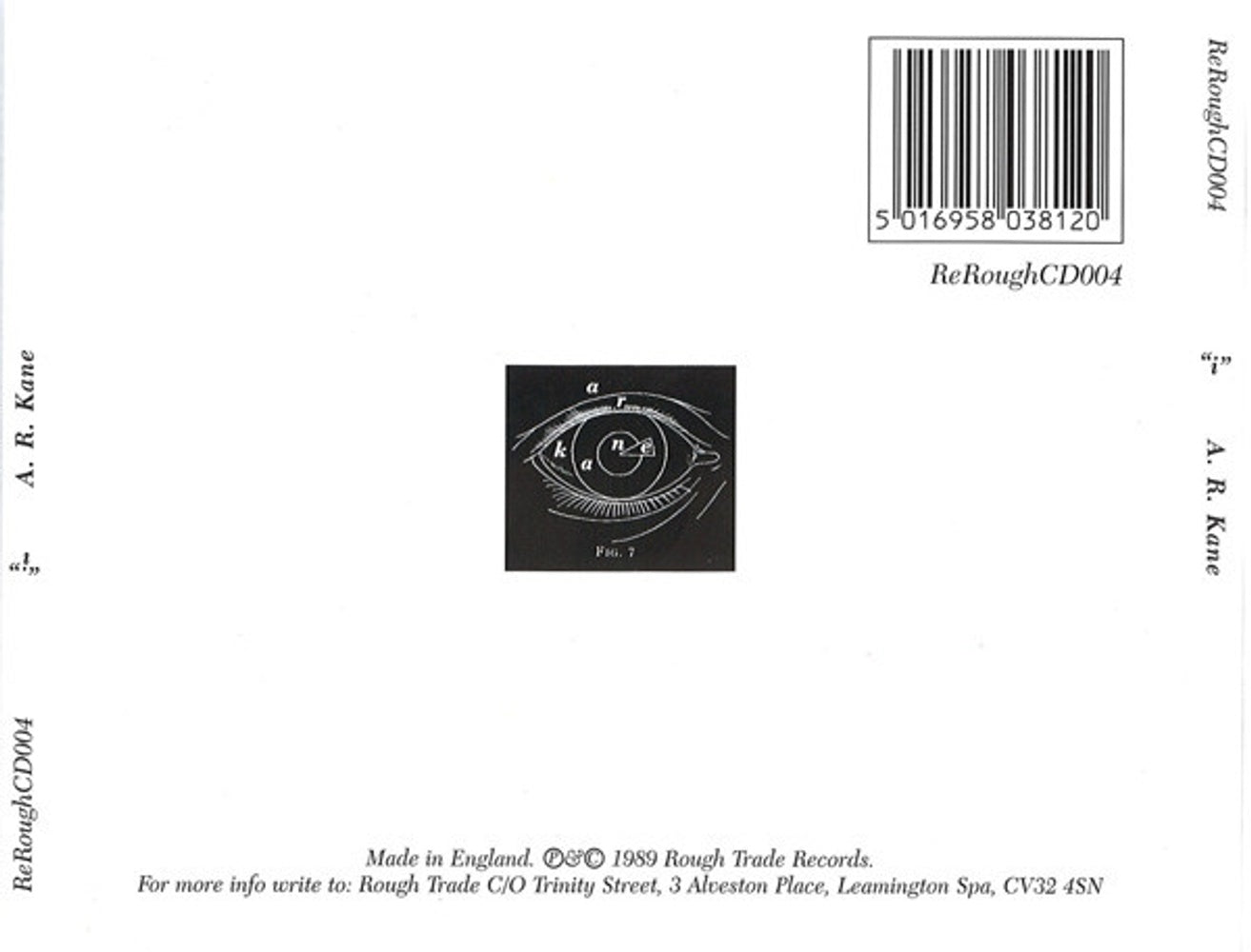Back Cover: A R Kane – I (Import CD) CD | Relix
