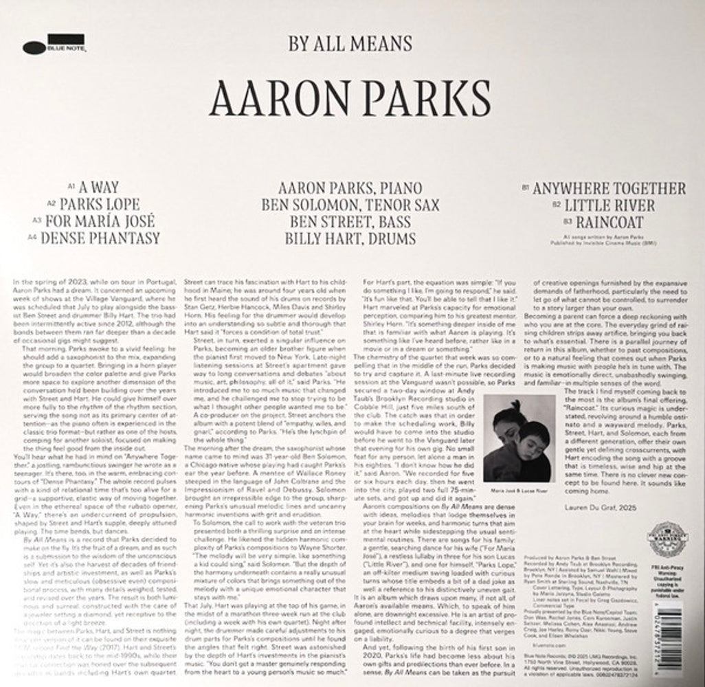 Back Cover: Aaron Parks – By All Means Vinyl LP | Relix