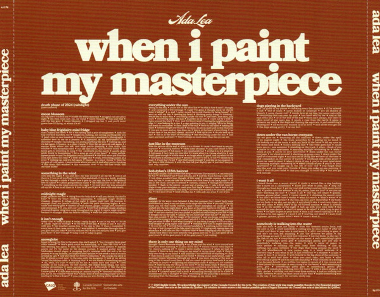 Back Cover: Ada Lea – When I Paint My Masterpiece CD | Relix