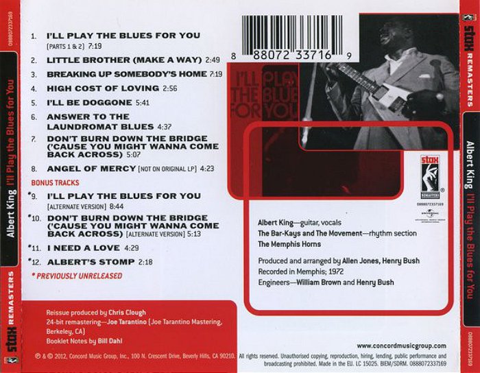 Back Cover: Albert King – I'll Play The Blues For You CD | Relix
