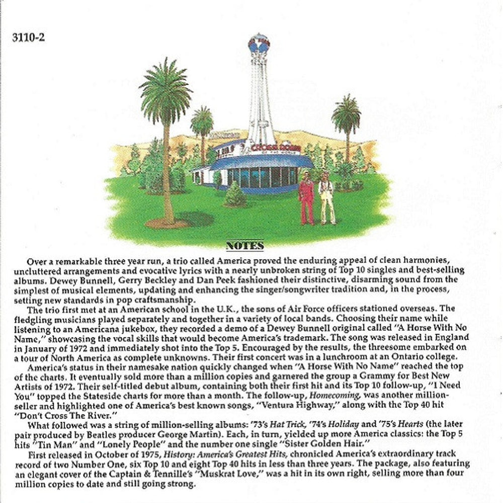 Back Cover: America – History-America's Greatest Hits CD | Relix