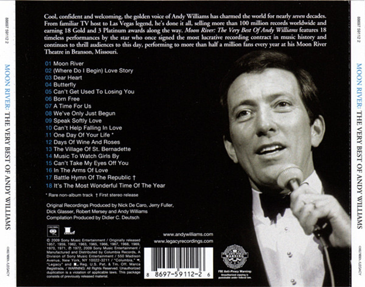 Back Cover: Andy Williams – Moon River: The Very Best of Andy Williams CD | Relix