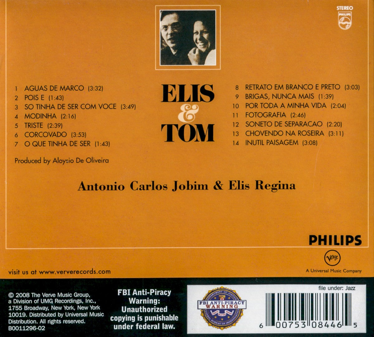 Back Cover: Antonio Carlos Jobim – Elis and Tom CD | Relix