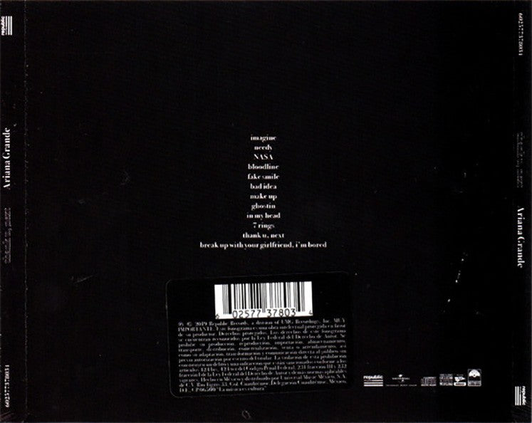 Back Cover: Ariana Grande – Thank u, Next (CD) CD | Relix