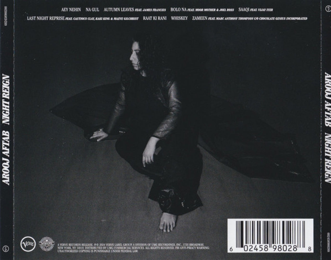 Back Cover: Arooj Aftab – Night Reign CD | Relix