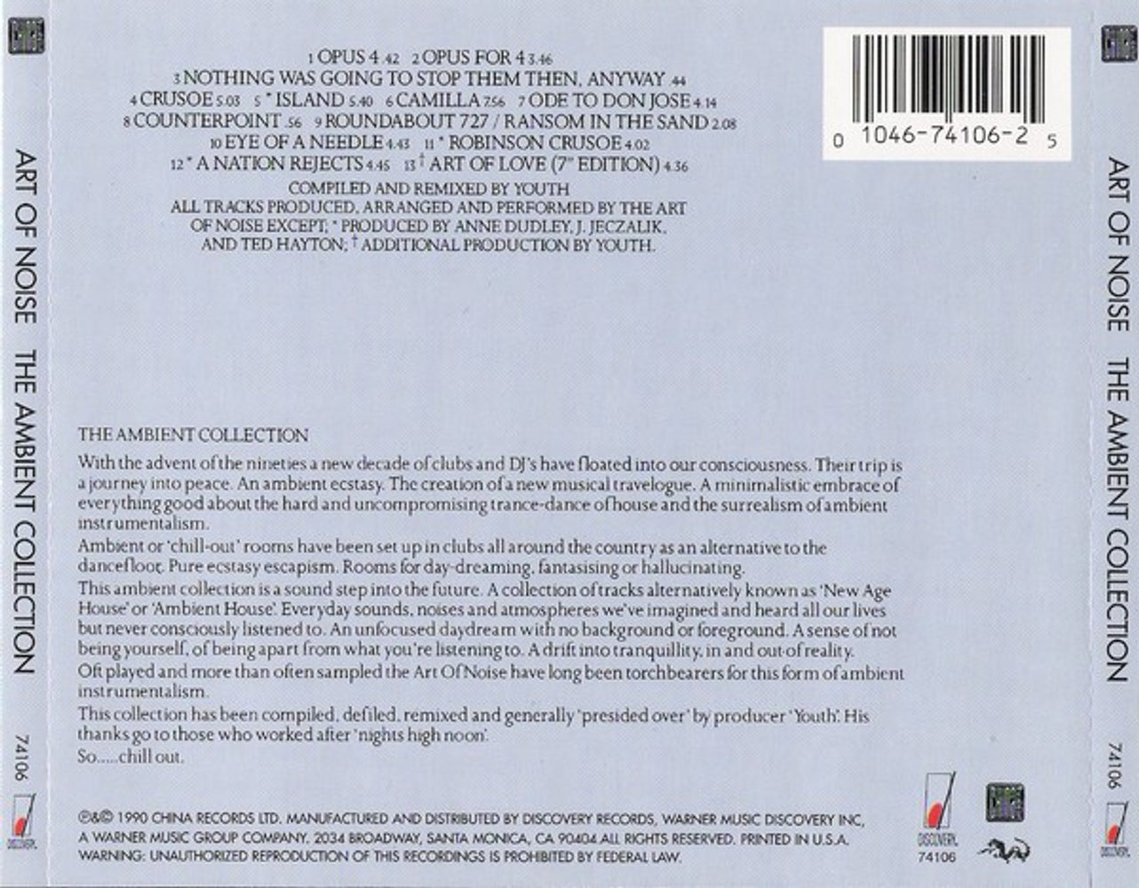 Back Cover: Art Of Noise – Ambient Collection CD | Relix