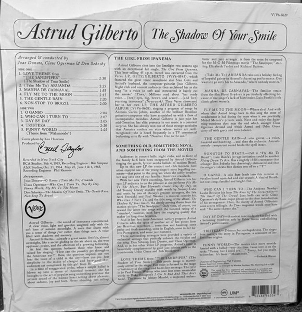 Back Cover: Astrud Gilberto – Shadow Of Your Smile (Acoustic Sounds Vinyl Series, 180 Gram) Vinyl LP | Relix