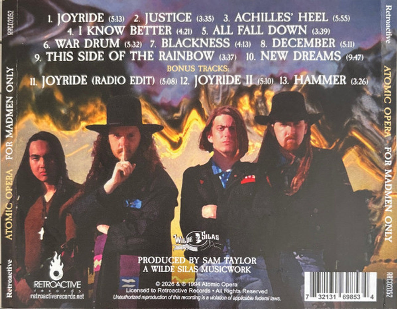 Back Cover: Atomic Opera – For Madmen Only (Bonus Tracks, Limited Edition CD) CD | Relix