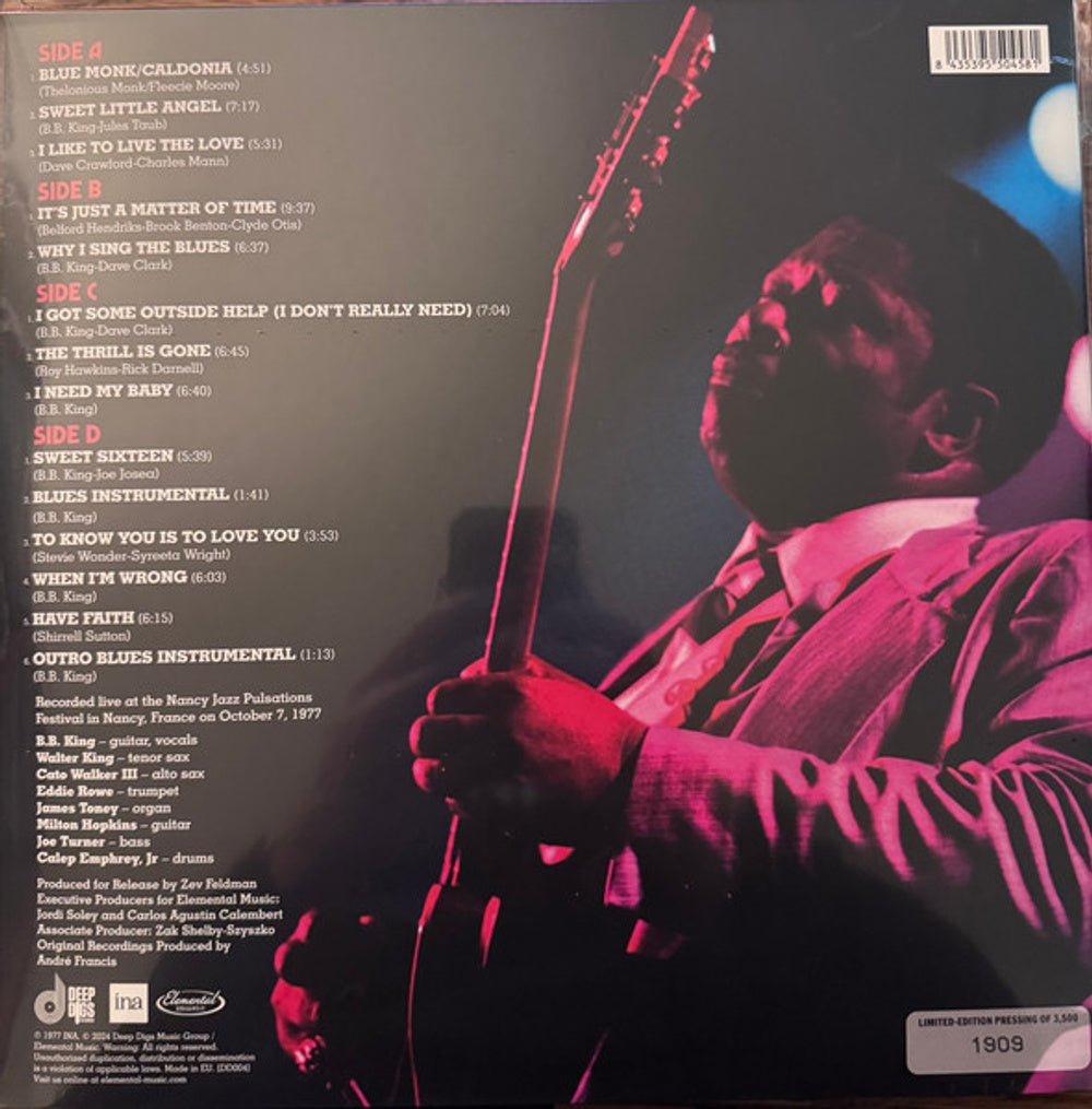 Back Cover: B.B. King – In France: Live at the Nancy Jazz Pulsations Festival (1977, RSD Black Friday 2024 LP Vinyl) Vinyl LP | Relix