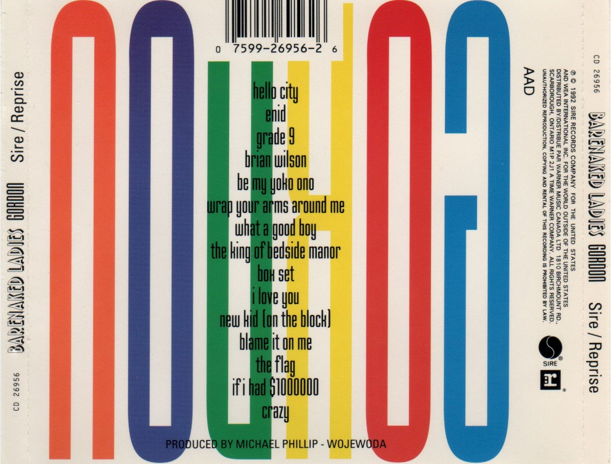 Back Cover: Barenaked Ladies – Gordon CD | Relix
