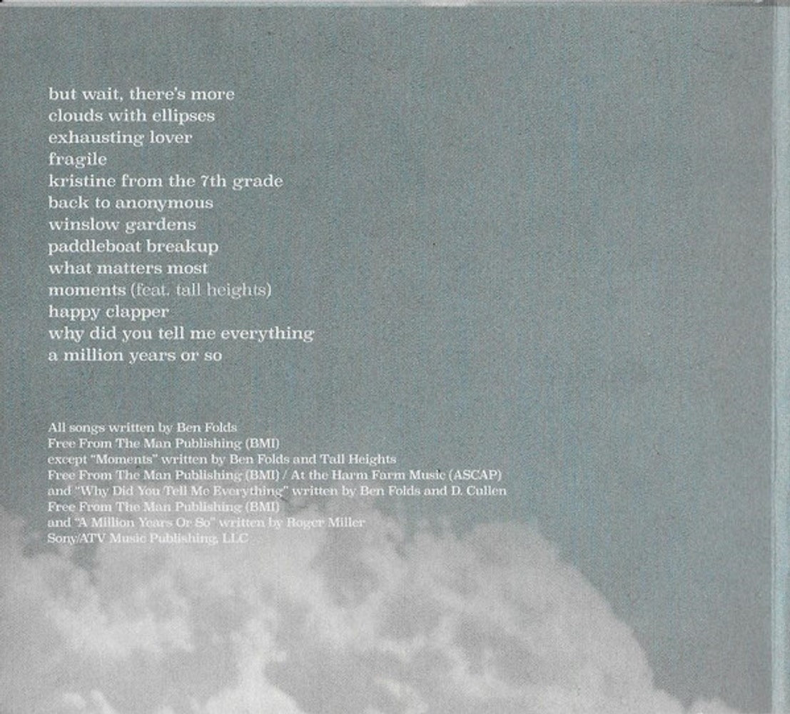Back Cover: Ben Folds – What Matters Most (Limited Edition Autographed CD with Bonus Tracks) CD | Relix