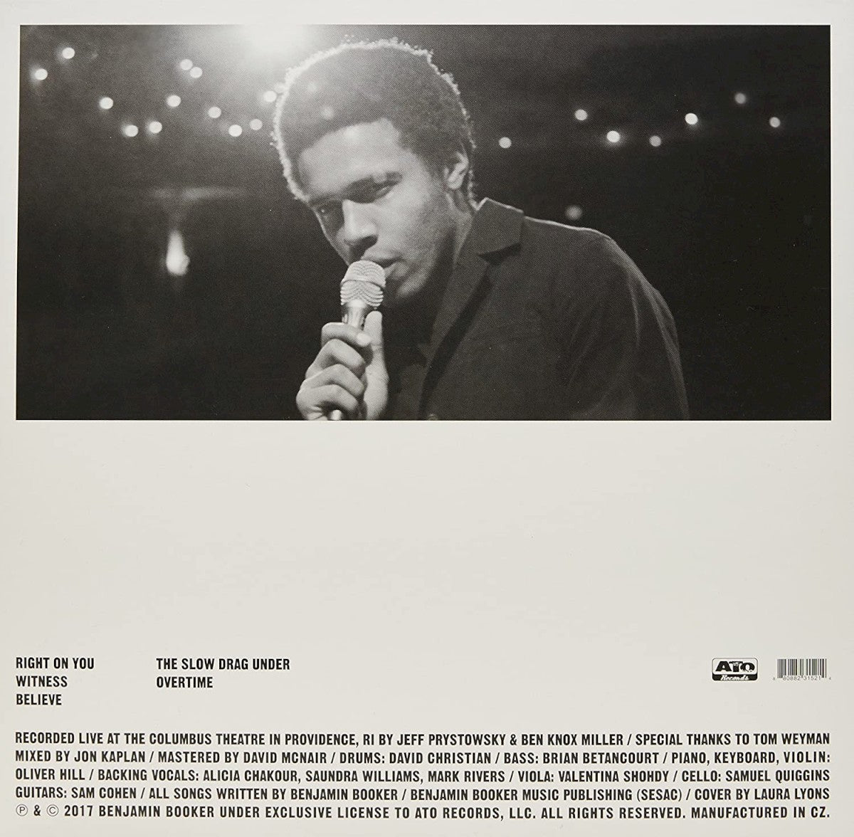 Back Cover: Benjamin Booker – Live For No One (Live Columbus Theater, Providende, RI LP Vinyl) Vinyl LP | Relix