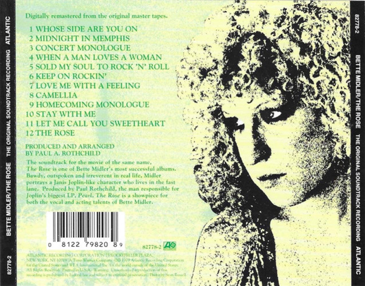 Back Cover: Bette Midler – The Rose (Soundtrack CD) CD | Relix