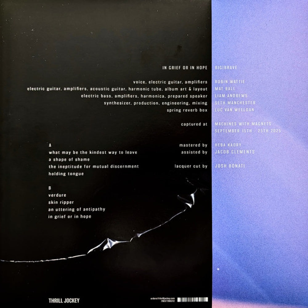 Back Cover: Big / Brave – In Grief Or In Hope (Download Included LP Vinyl) Vinyl LP | Relix