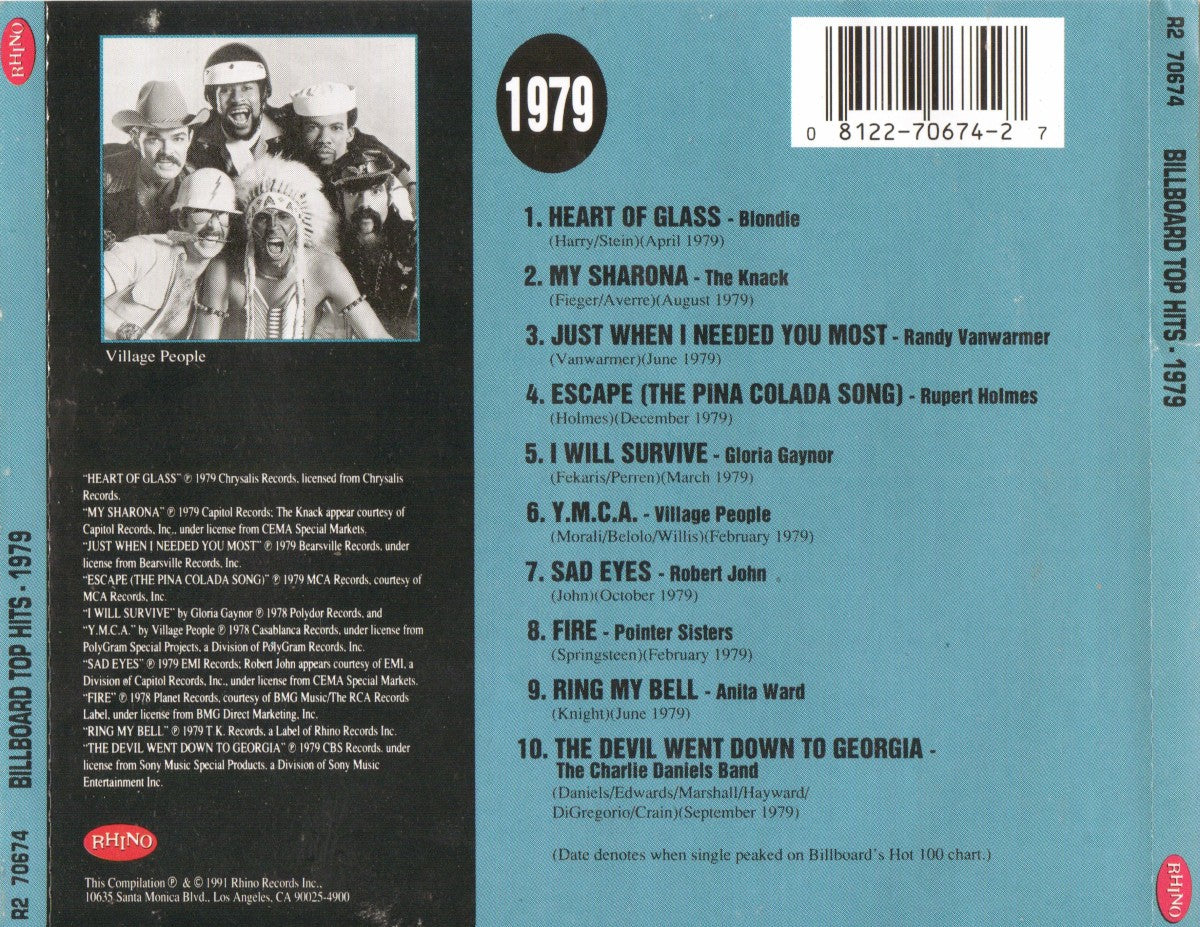 Back Cover: Billboard Top Hits – Billboard Top Hits: 1979 / Various CD | Relix