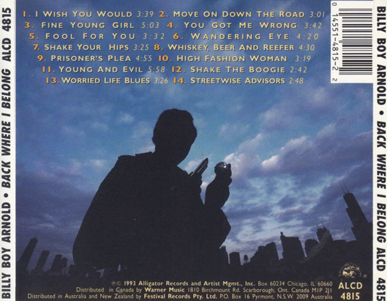 Back Cover: Billy Boy Arnold – Back Where I Belong CD | Relix