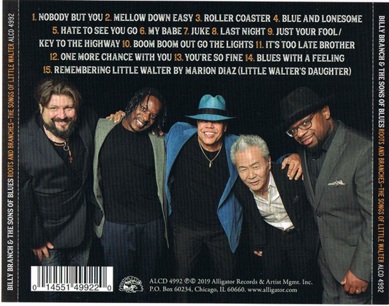 Back Cover: Billy Branch & The Sons of Blues – Roots And Branches - The Songs Of Little Walter CD | Relix