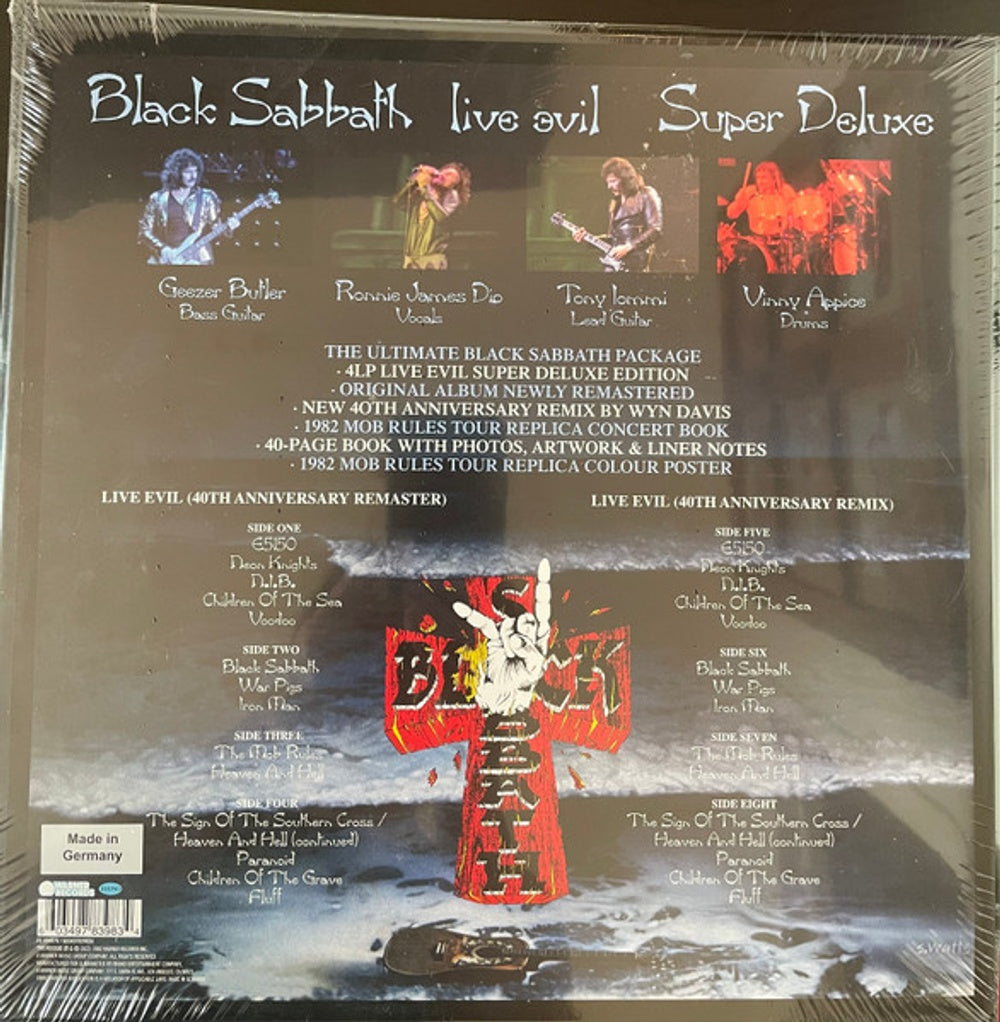 Back Cover: Black Sabbath – Live Evil: 40th Anniversary (Super Deluxe LP Box Set) Vinyl LP | Relix