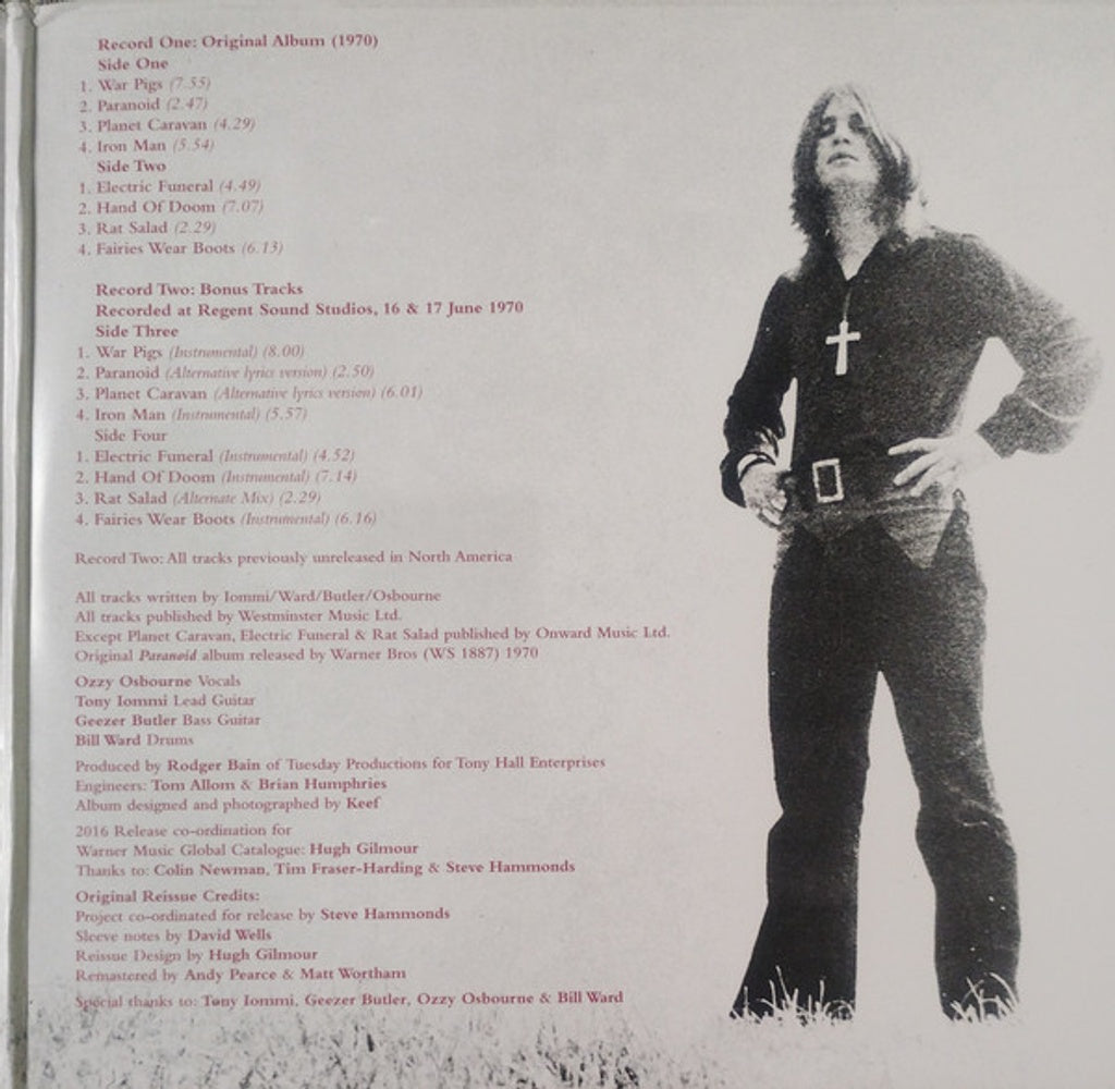 Back Cover: Black Sabbath – Paranoid: Deluxe Edition (2-LP Vinyl) Vinyl LP | Relix