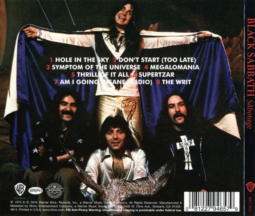 Back Cover: Black Sabbath – Sabotage (Remastered CD) CD | Relix