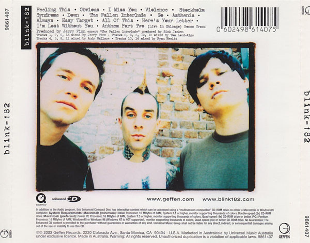 Back Cover: blink – 182 – Blink-182 (Import CD) CD | Relix