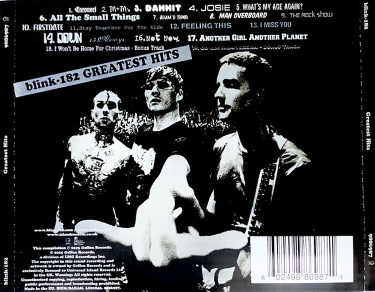Back Cover: blink – 182 – Greatest Hits (Import CD) CD | Relix