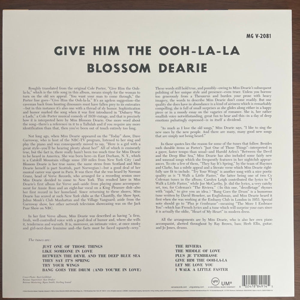 Back Cover: Blossom Dearie – Give Him The Ooh-La-La (Verve Vault Series, 180 Gram LP Vinyl) Vinyl LP | Relix
