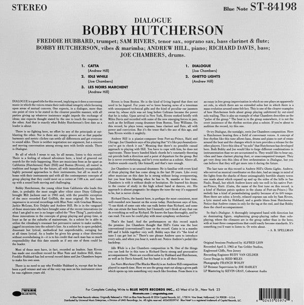 Back Cover: Bobby Hutcherson – Dialogue (Blue Note Tone Poet Series LP Vinyl) Vinyl LP | Relix