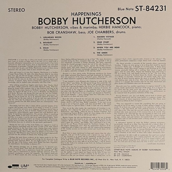 Back Cover: Bobby Hutcherson – Happenings (Blue Note Classic Vinyl Series) Vinyl LP | Relix