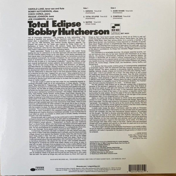 Back Cover: Bobby Hutcherson – Total Eclipse (Blue Note Tone Poet Vinyl Series) Vinyl LP | Relix