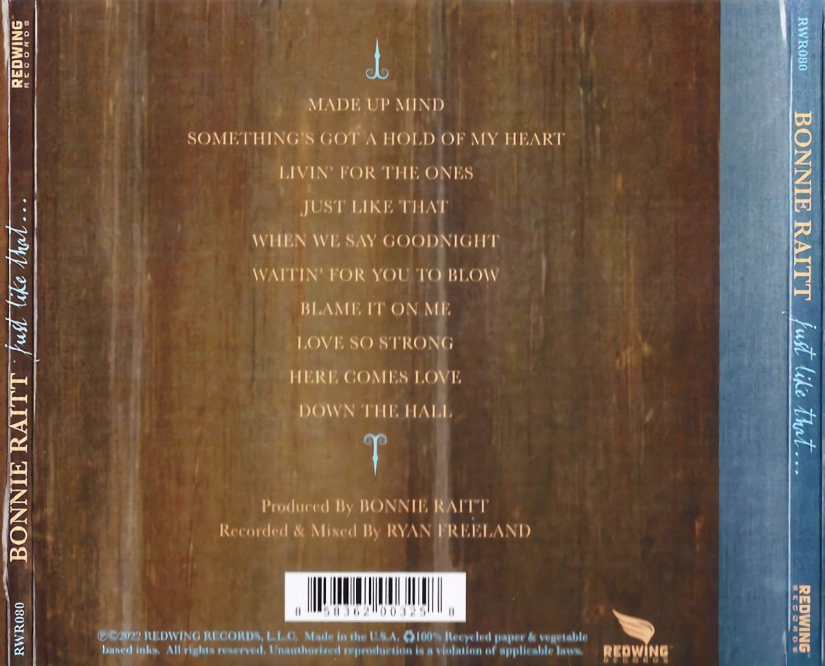 Back Cover: Bonnie Raitt – Just Like That... CD | Relix