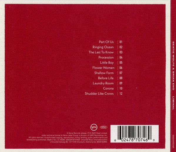 Back Cover: Brian Eno and Beatie Wolfe – Liminal CD | Relix