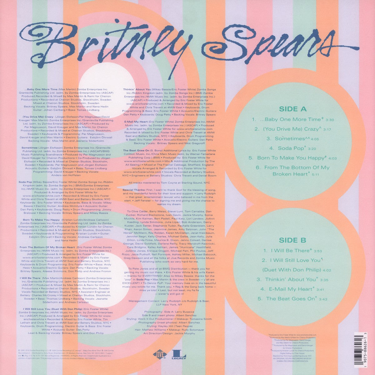 Back Cover: Britney Spears – …Baby One More Time (Limited Edition Picture Disc LP Vinyl) Vinyl LP | Relix