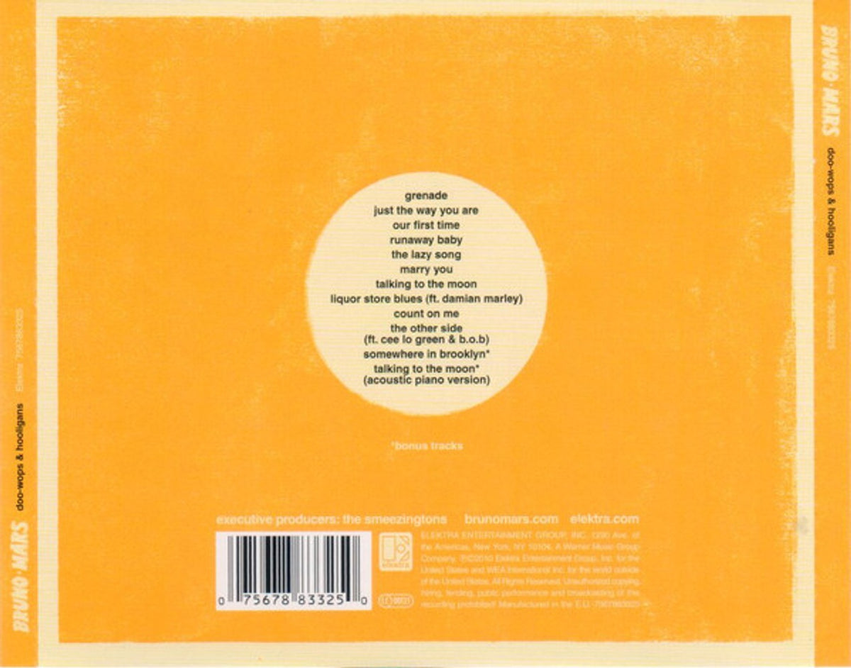 Back Cover: Bruno Mars – Doo-Wops & Hooligans: International Edition (Import CD) CD | Relix