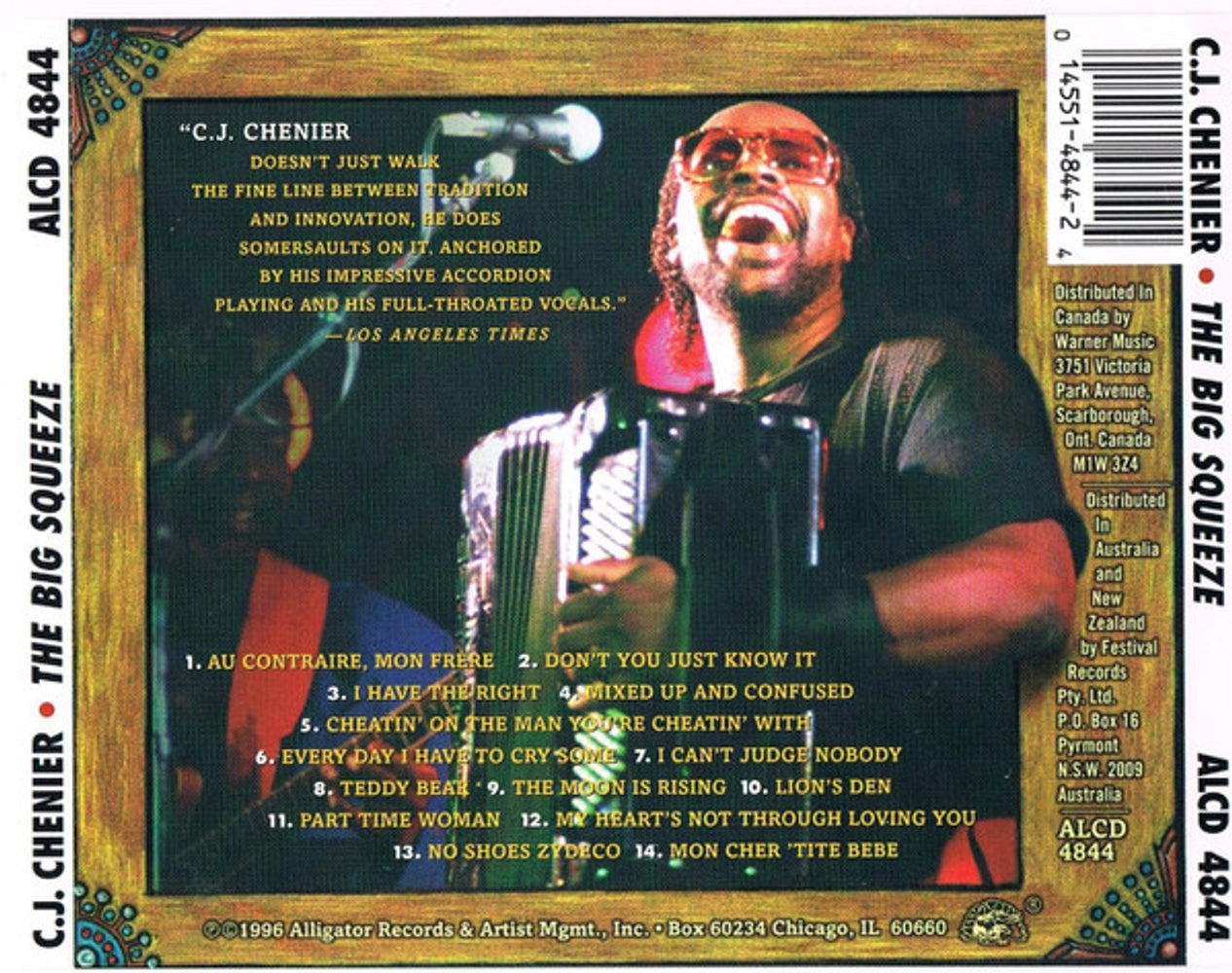 Back Cover: C Chenier J & Red Hot Louisia – Big Squeeze CD | Relix