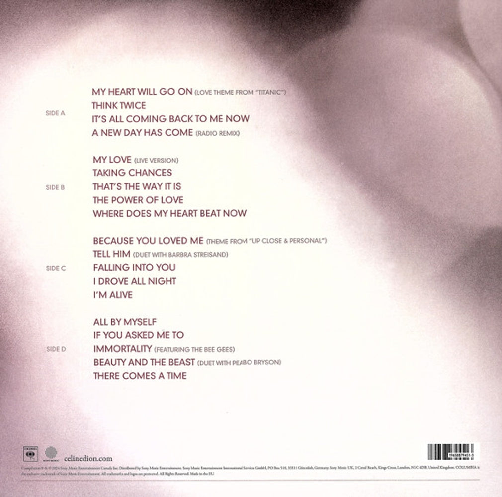 Back Cover: Celine Dion – MY LOVE Essential Collection Vinyl LP | Relix
