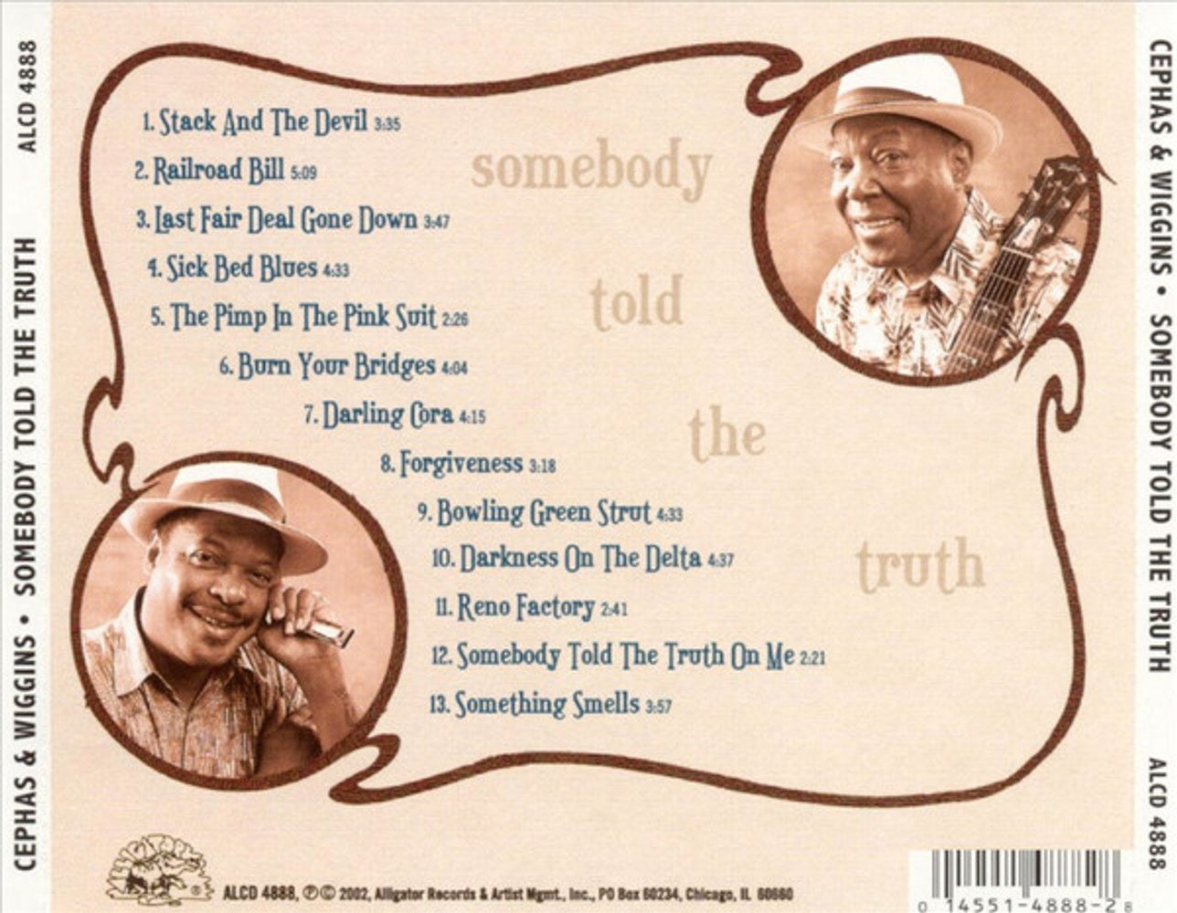 Back Cover: Cephas & Wiggins – Somebody Told the Truth CD | Relix