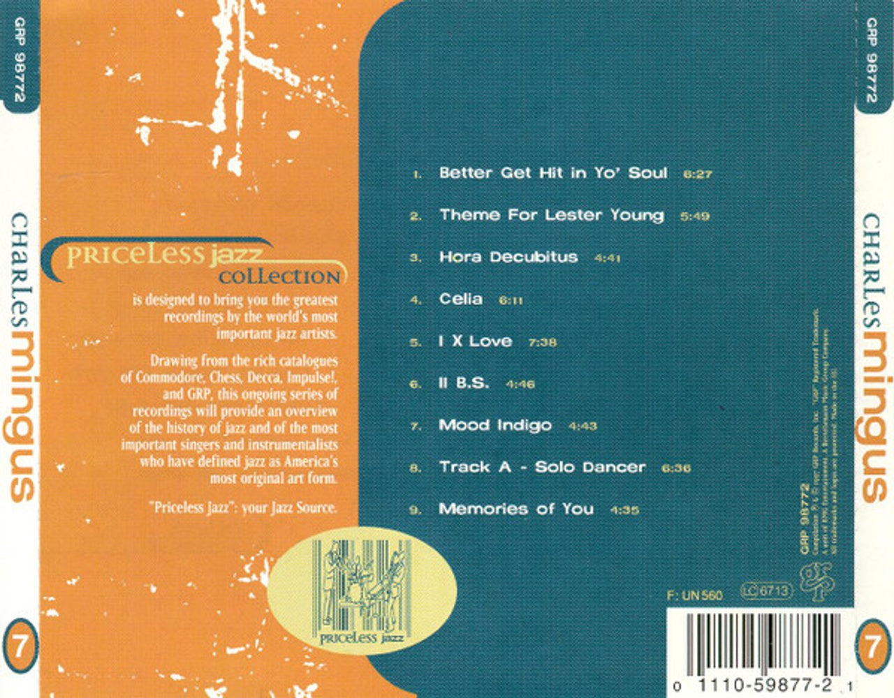Back Cover: Charles Mingus – Priceless Jazz CD | Relix