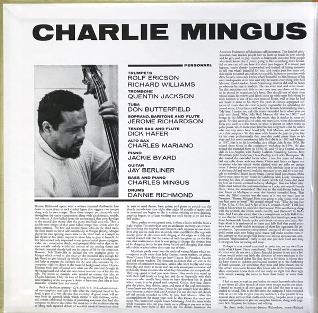Back Cover: Charles Mingus – The Black Saint And The Sinner Lady (Verve Acoustic Sounds Series LP Vinyl) Vinyl LP | Relix