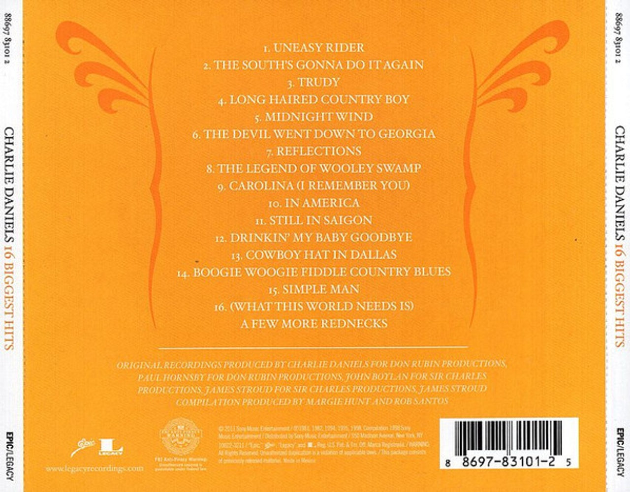 Back Cover: Charlie Daniels – 16 Biggest Hits CD | Relix