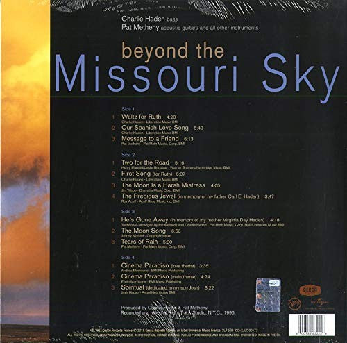 Back Cover: Charlie Haden / Metheny,Pat – Beyond The Missouri Sky Vinyl LP | Relix