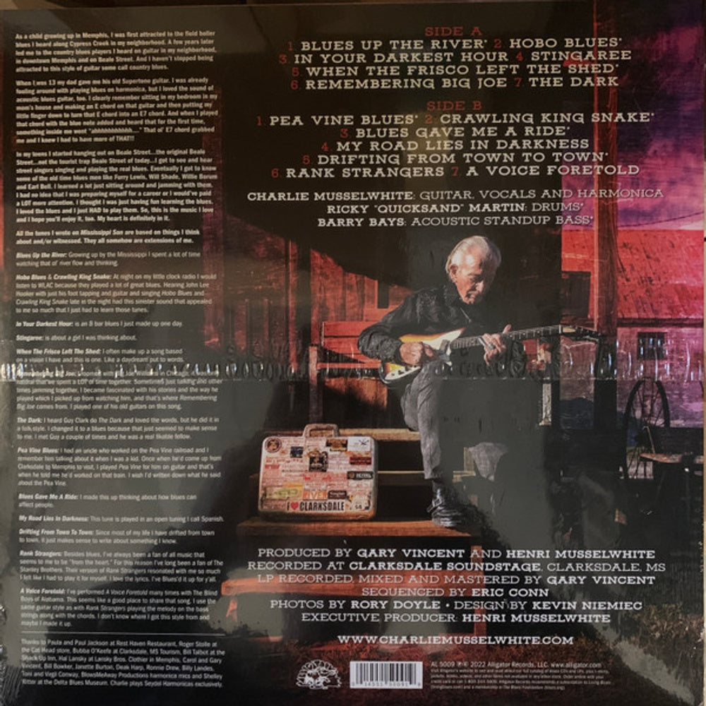 Back Cover: Charlie Musselwhite – Mississippi Son (Clear Blue LP Vinyl) Vinyl LP | Relix