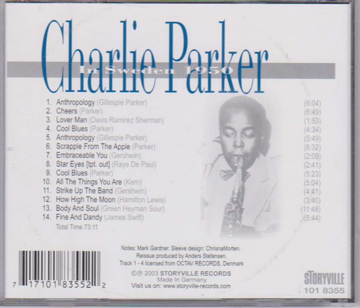 Back Cover: Charlie Parker – In Sweden 1950 CD | Relix