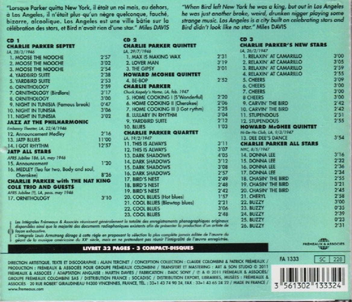 Back Cover: Charlie Parker – V3: C. Parker 1946-47 CD | Relix