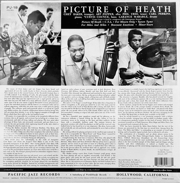 Back Cover: Chet Baker, Art Pepper & Phil Urso – Picture Of Heath (Blue Note Tone Poet Series LP Vinyl) Vinyl LP | Relix